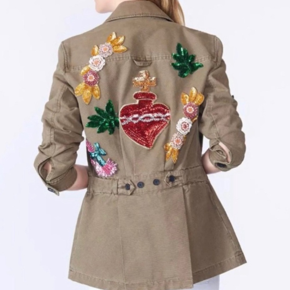 Veronica Beard Green Sequin Patch Jacket - image 2